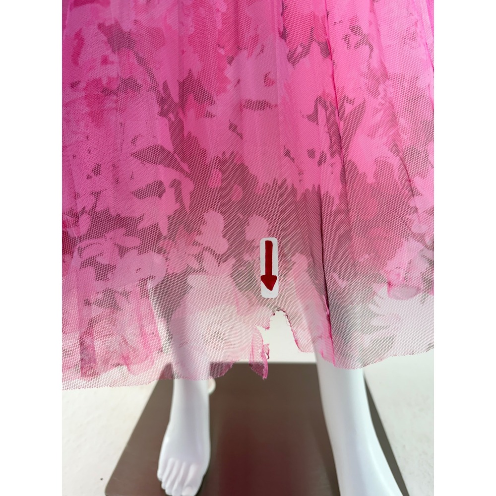 ML Monique Lhuillier Pink Floral Pleated Strapless Midi Dress Size 2 - Picture 11 of 11